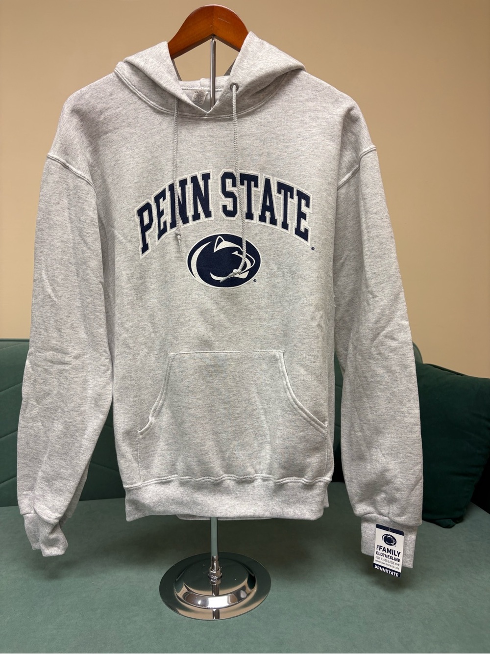 Jerzees Penn State Gray Hooded Sweatshirt with Navy Logo